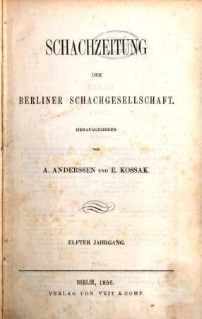 Schachzeitung. 11, 11. 1856