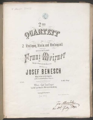 2.tes Quartett für 2 Violinen, Viola u. Violoncell : op. 30