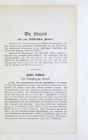 Fünfter Abschnitt. Der Übergang zur Neuzeit