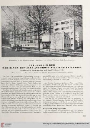 Altersheim der Marie-von-Boschan-Aschrott-Stiftung in Kassel : Architekten: Otto Haesler und Karl Völker, Celle
