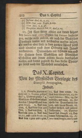 Das X. Capitel. Von der Mystischen Theologie des Dionysii Areopagitae.