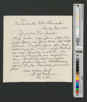 Brief an Fritz Schumacher