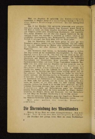 Die Überwindung des Abendlandes