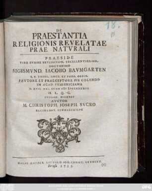 De Praestantia Religionis Revelatae Prae Natvrali