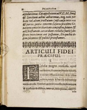 Articuli Fidei Præcipui. = Artickel des Glaubens und der Lehre.