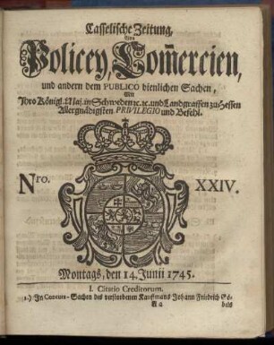 Nro. XXIV, Montags, den 14. Junii 1745
