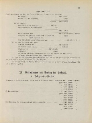 XI. Einrichtungen und Umfang des Verkehrs.