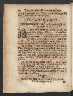 Dat veerde Hövetstück. Handelt wo men de Polus Höchte an der Sünn und Steren finden.