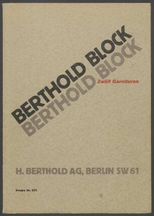 Berthold Block: Zwölf Garnituren, Probe Nr. 275