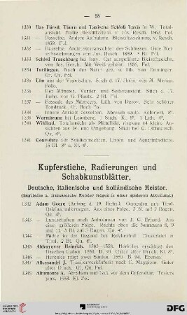 Kupferstiche, Radierungen und Schabkunstblätter (Nr. 1342-2540)