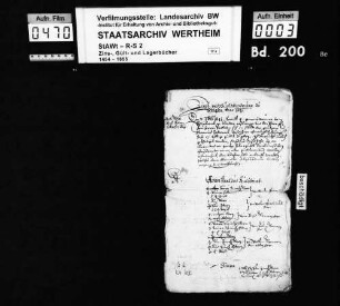 Zins- und Gültabrechnung zu Uissigheim anno 1641