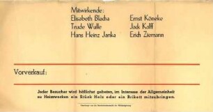 unterer Teil eines Theaterplakats mit einem zeittypischen Hinweis