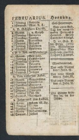 Februarius. Hornung.