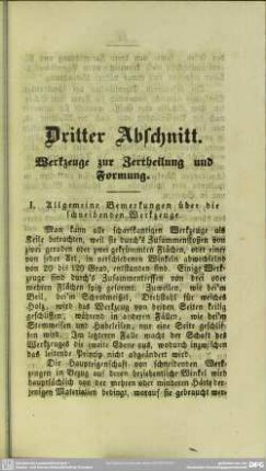 Dritter Abschnitt. Werkzeuge zur Zertheilung und Formung