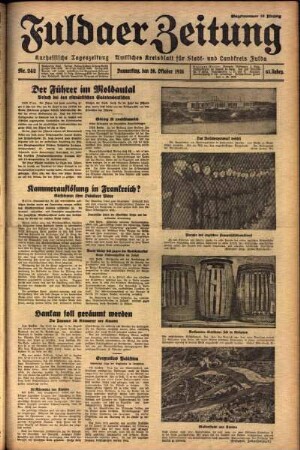Ausgabe vom Donnerstag, den 20. Oktober 1938.