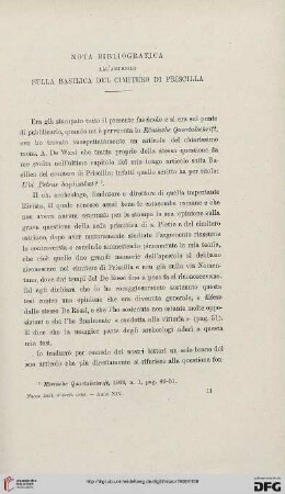 14: Nota bibliografica all' articolo sulla Basilica del cimitero di Priscilla