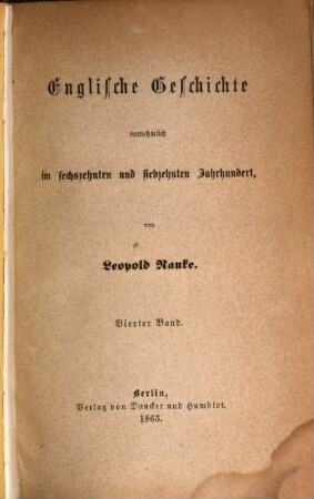 Englische Geschichte vornehmlich im sechzehnten und siebzehnten Jahrhundert, 4. Geschichte der Restauration und der Revolution in England