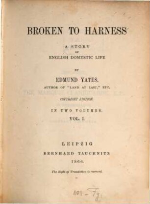 Broken to harness : a story of English domestic life. 1