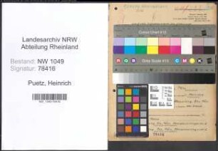 Entnazifizierung Heinrich Puetz , geb. 13.07.1909 (Maschinenschlosser)