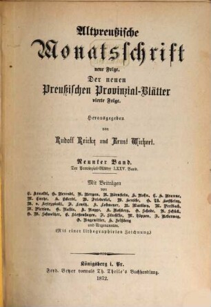 Altpreußische Monatsschrift. 9 = Bd. 75. 1872