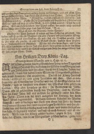 Am Heiligen Drey König-Tag. Evangelium Matth. am 2. Cap. v. 1.