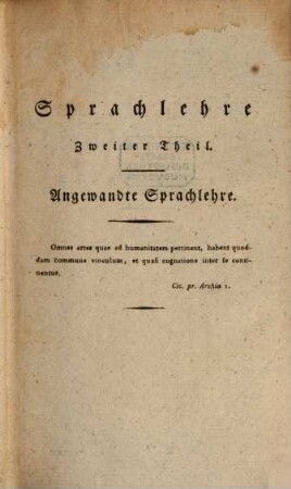 Sprachlehre. 2, Angewandte Sprachlehre