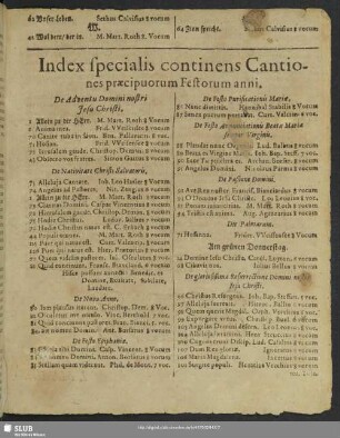 Index specialis ... festorum anni