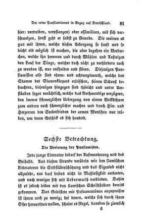 Sechste Betrachtung