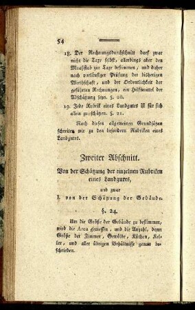 Zweiter Abschnitt. Von der Schätzung der einzelnen Rubriken eines Landgutes...