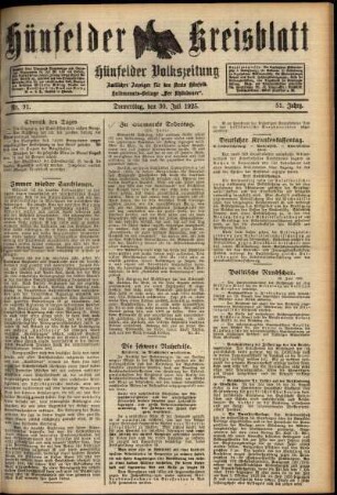 Ausgabe vom Donnerstag, den 30. Juli 1925.