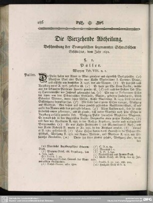 Die Vierzehende Abtheilung. Beschreibung der Evangelischen sogenannten Schwedischen Geschlechter, vom Jahr 1632
