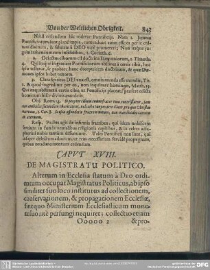 Caput XVIII. De Magistratu Politico