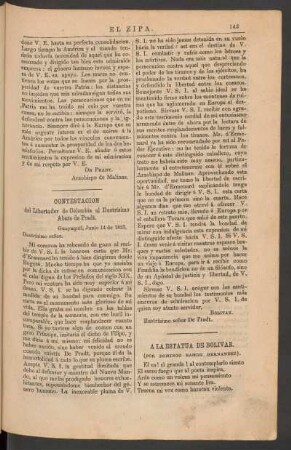 A la estatua de Bolívar. : [Poesía]
