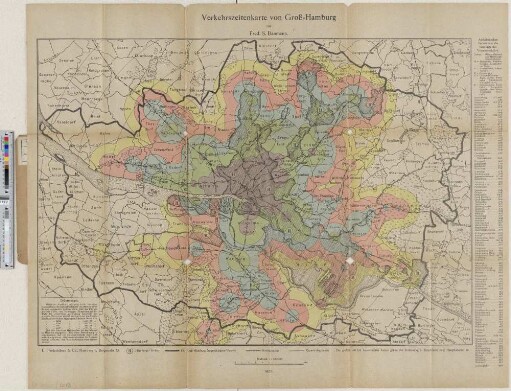Verkehrszeitenkarte von Groß-Hamburg