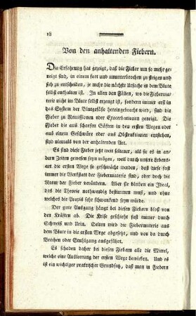 Von den anhaltenden Fiebern