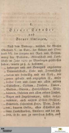 1. Steuer-Cadaster und Steuer-Umlagen