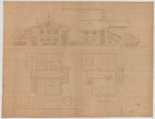 Thiersch, August ; Rettenbach (Bayern); Schule - Grundriss EG, Grundriss 1. OG, Ansichten