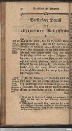 Vorläufiger Begriff der allgemeinen Weltgeschichte