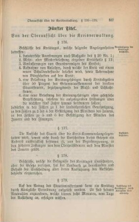 Fünfter Titel. Von der Oberaufsicht über die Kreisverwaltung