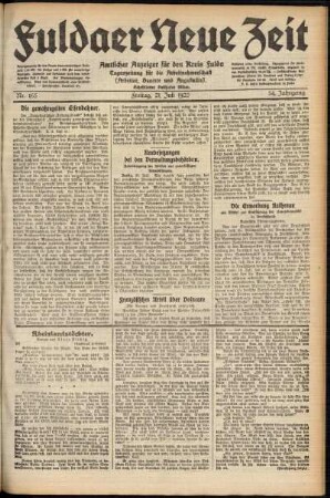 Ausgabe vom Freitag, den 21. Juli 1922.