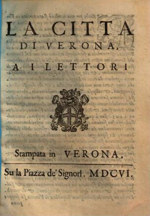 La Citta Di Verona, A I Lettori