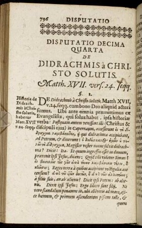 Disputatio Decima Quarta. De Didrachmis a Christo Solutis.