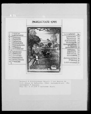 Les heures de N. D. dites de Hennessy, Kalenderblatt für September, Aussaat