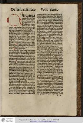 Circa initium parvorum naturalium queritur primo utrum corpus sensitivum sit subiectum scientie huius libri...