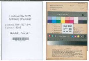 Entnazifizierung Friedrich Hatzfeld , geb. 07.08.1892 (Lehrer)