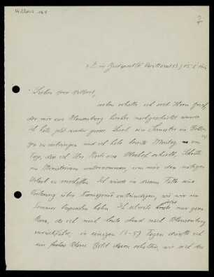 Nr. 7: Brief von Alfred Haar an David Hilbert, Budapest, 15.1.1914