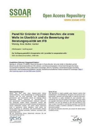 Panel für Gründer in Freien Berufen: die erste Welle im Überblick und die Bewertung der Beratungsqualität am IFB