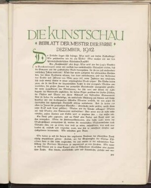 Die Kunstschau - Beiblatt der Meister der Farbe - Dezember 1912