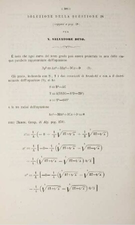 Soluzione della quistione 26; N.