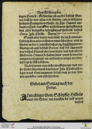 Gebet am Sontag nach der Morgen Predigt